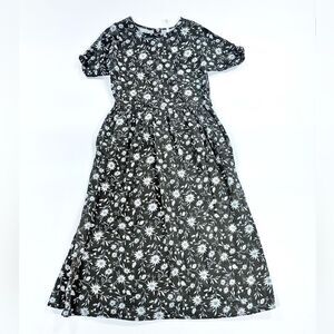 Rylee + Cru Sparrow Kat black and white cotton linen modest shift dress S